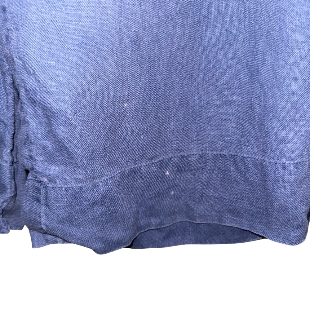 J Jill 100% Linen Pull On Pants Blue Elastic Waist Cropped Wide Leg Relax - Picture 6 of 8